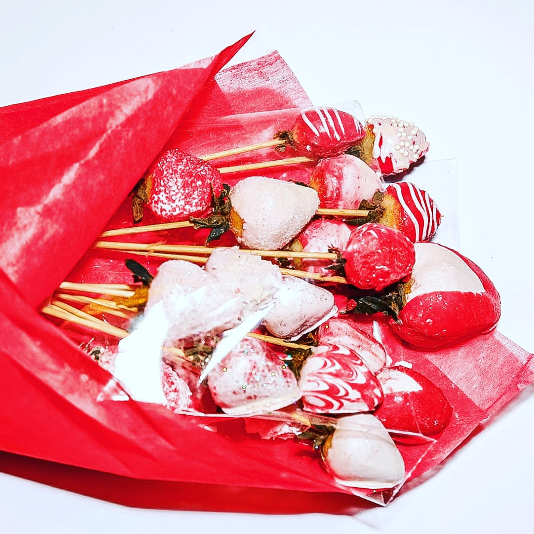 20  Chocolate Covered Strawberries/Bouquet Flat